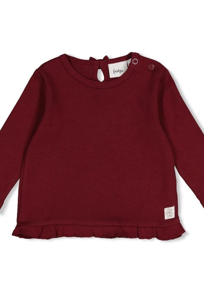 Feetje Longsleeve pointelle rib - My Little Love Bordeaux