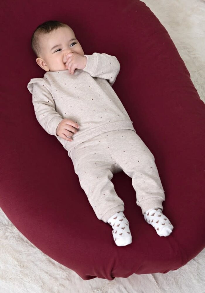Feetje Broek AOP - My Little Love Taupe melange