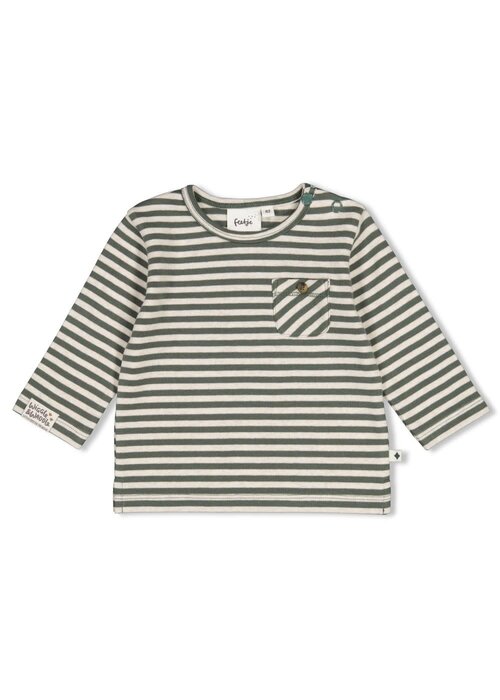 Feetje Feetje Longsleeve rib met streep - Wiggle and Waddle Groen