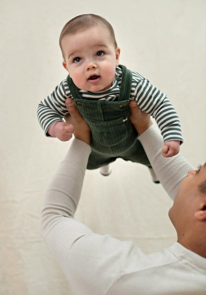 Feetje Longsleeve rib met streep - Wiggle and Waddle Groen