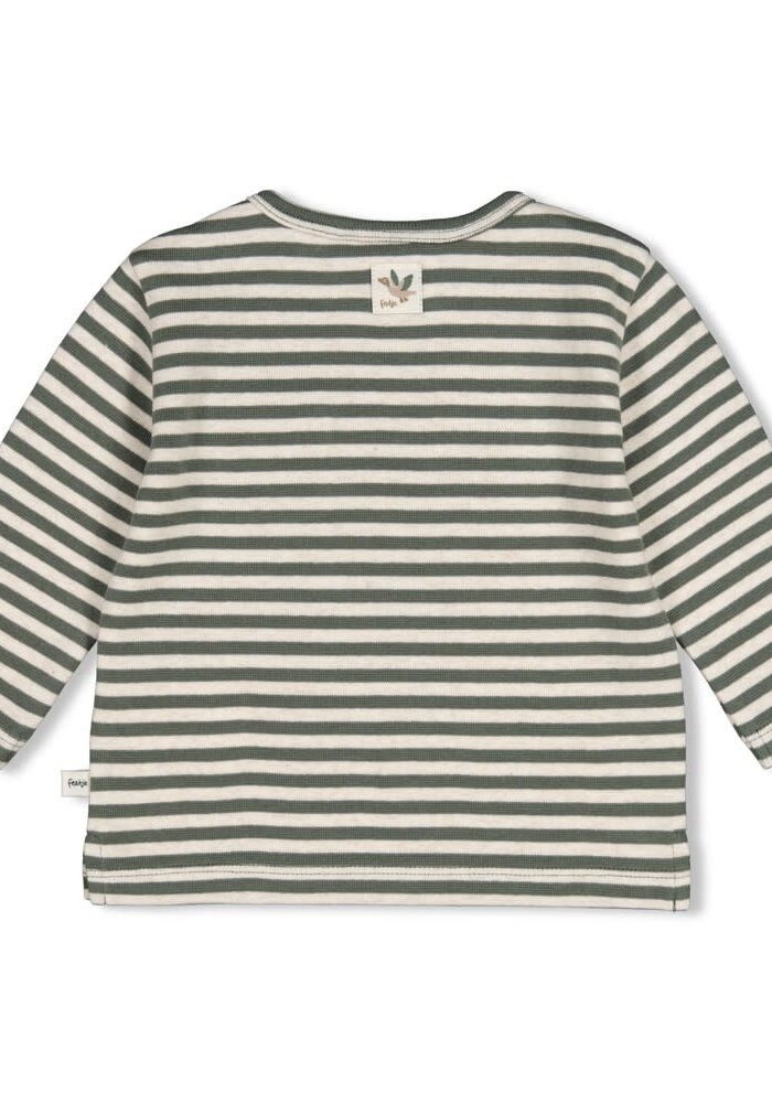 Feetje Longsleeve rib met streep - Wiggle and Waddle Groen