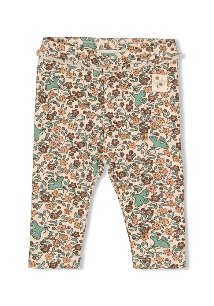 Feetje Legging rib AOP - Lucky Bloombird Offwhite