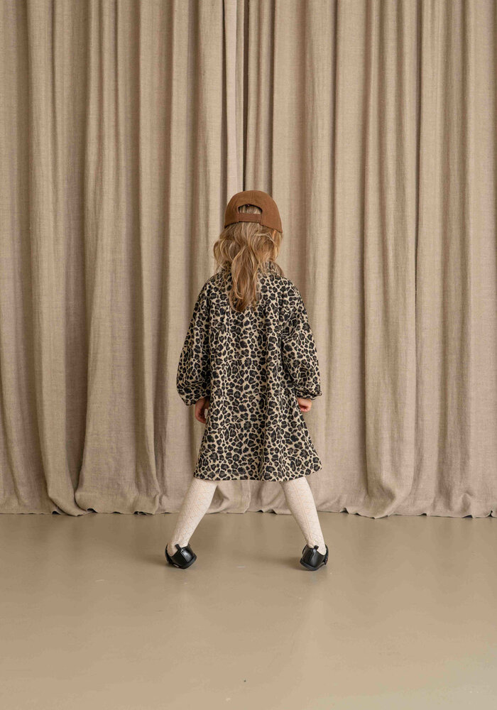 House of Jamie Shirt Collar Dress Leopard Moonlight (Jacquard)