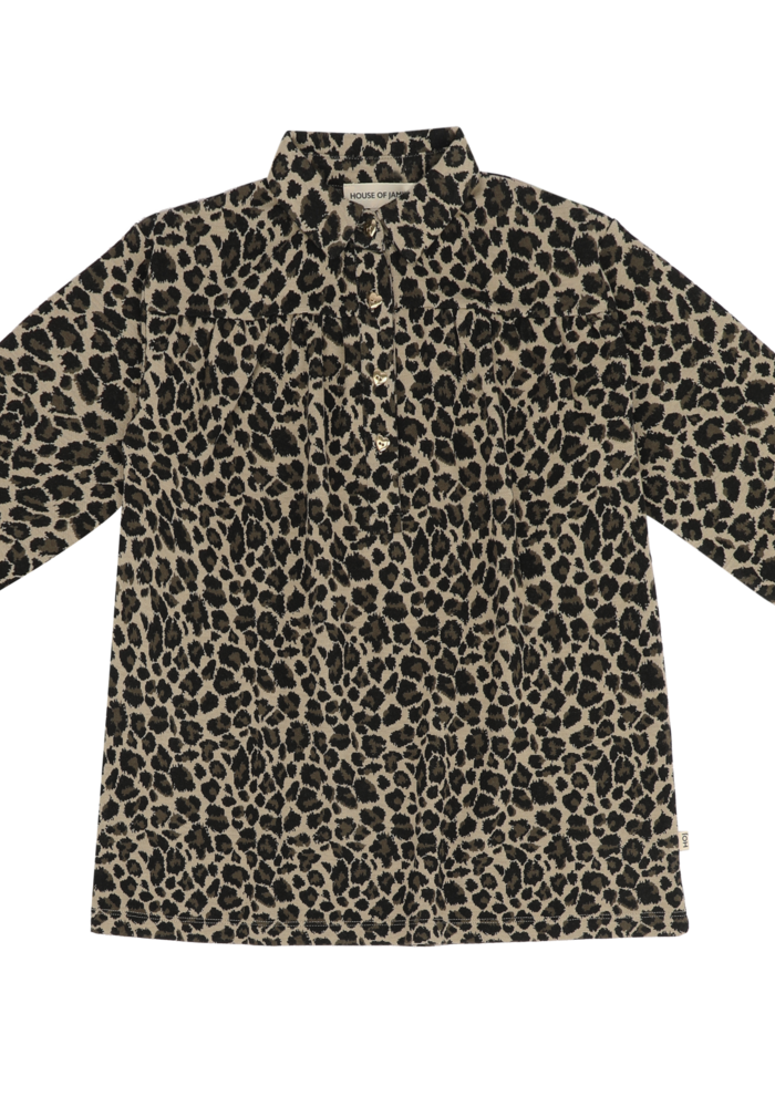 House of Jamie Shirt Collar Dress Leopard Moonlight (Jacquard)