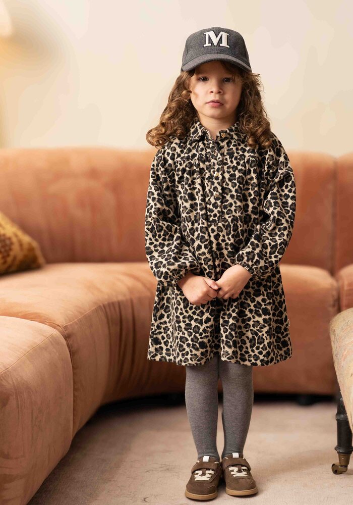 House of Jamie Shirt Collar Dress Leopard Moonlight (Jacquard)