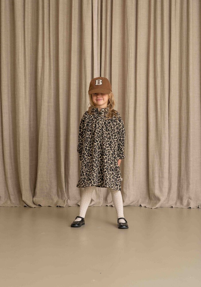 House of Jamie Shirt Collar Dress Leopard Moonlight (Jacquard)