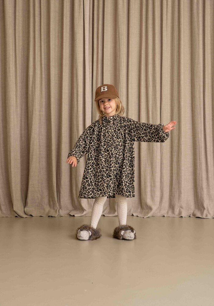 House of Jamie Shirt Collar Dress Leopard Moonlight (Jacquard)