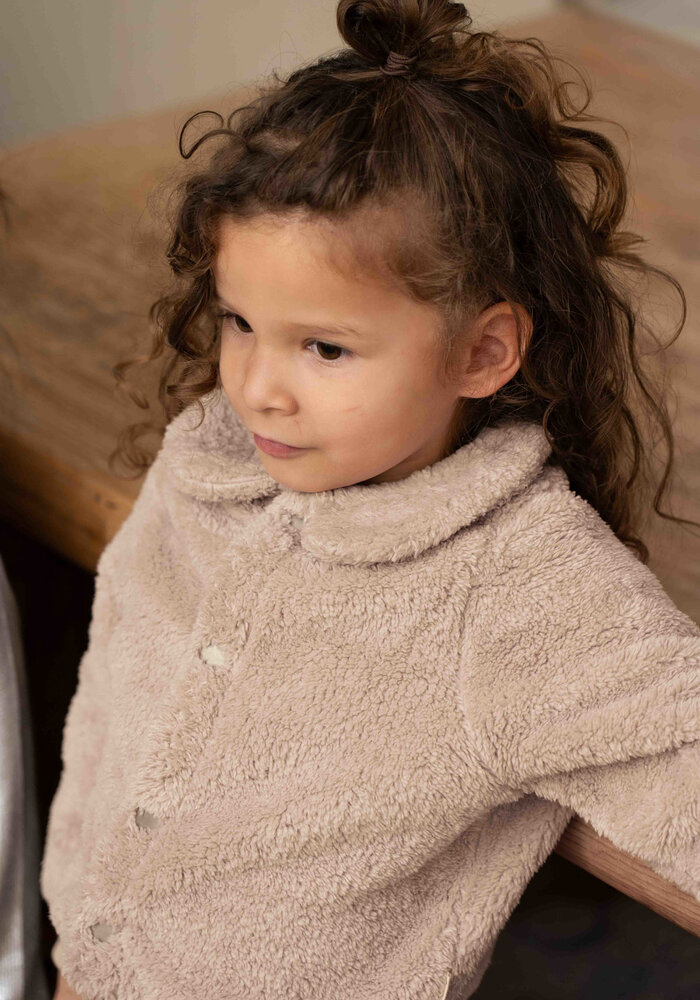 House of Jamie Plush Collar Cardigan Beige (Plush)
