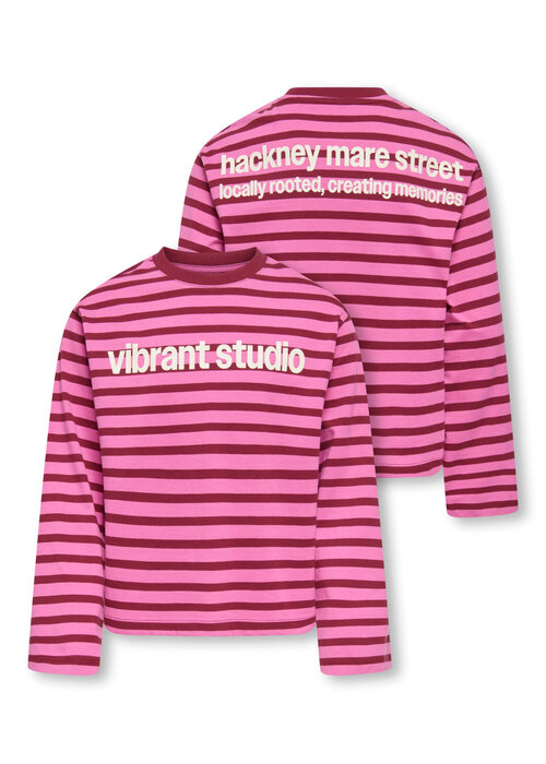 Only Kids Only Kids KOGLIDA L/S STRIPE TOP JRS Fiji Flower Rumba Red (Ida) Print Vibrant