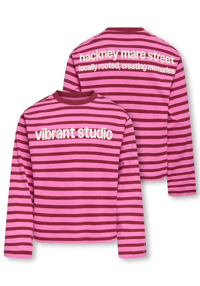 Only Kids KOGLIDA L/S STRIPE TOP JRS Fiji Flower Rumba Red (Ida) Print Vibrant