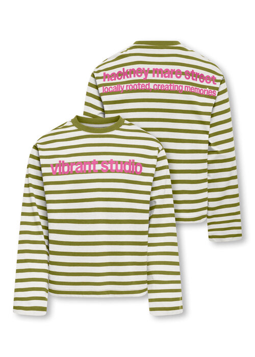 Only Kids Only Kids KOGLIDA L/S STRIPE TOP JRS Cloud Dancer Cardemom Seed Print Vibrant/Fiji Flower