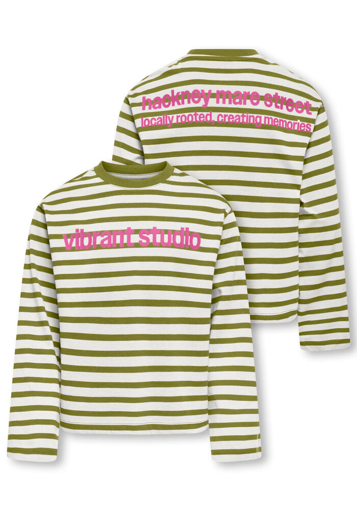 Only Kids KOGLIDA L/S STRIPE TOP JRS Cloud Dancer Cardemom Seed Print Vibrant/Fiji Flower