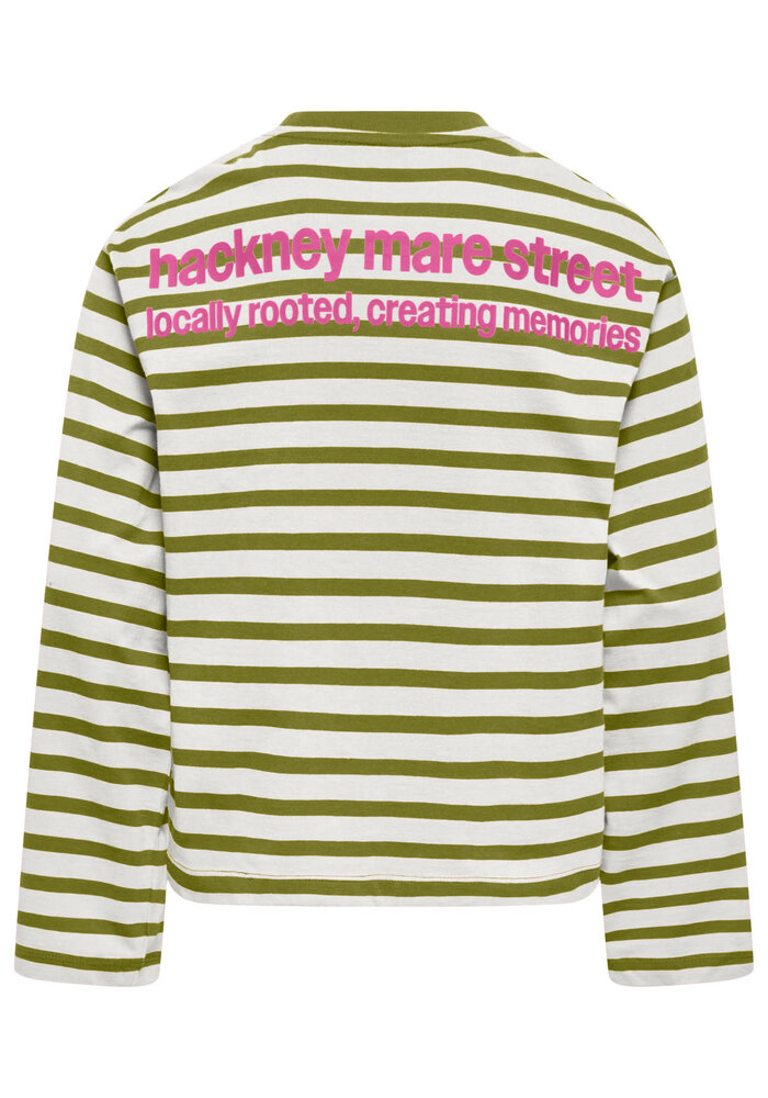 Only Kids KOGLIDA L/S STRIPE TOP JRS Cloud Dancer Cardemom Seed Print Vibrant/Fiji Flower