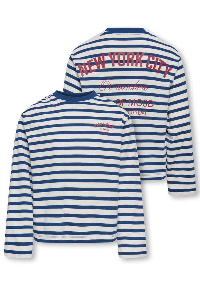 Only Kids KOGLIDA L/S STRIPE TOP JRS Cloud Dancer Navy Peony (Ida) Print Park