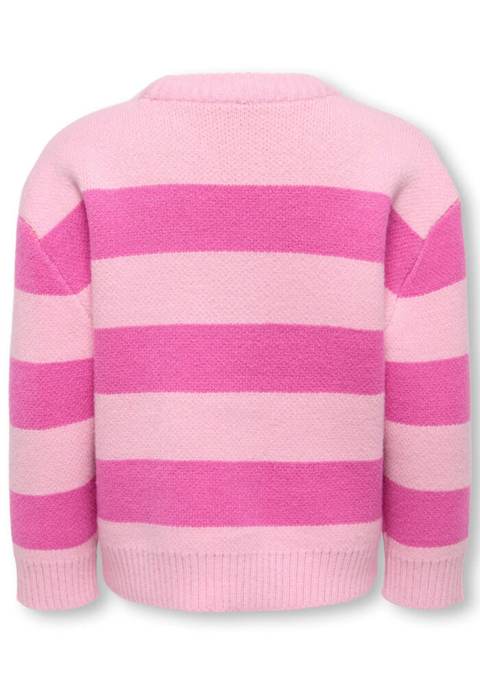 Only Kids KMGKATIA LIFE LS SMILEY PULLO BOXY KNT Pink Lady Stripes Fiji Flower/Pattern Smley Heart