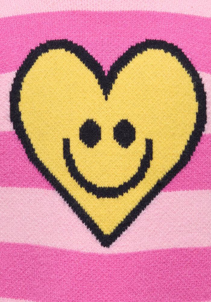 Only Kids KMGKATIA LIFE LS SMILEY PULLO BOXY KNT Pink Lady Stripes Fiji Flower/Pattern Smley Heart