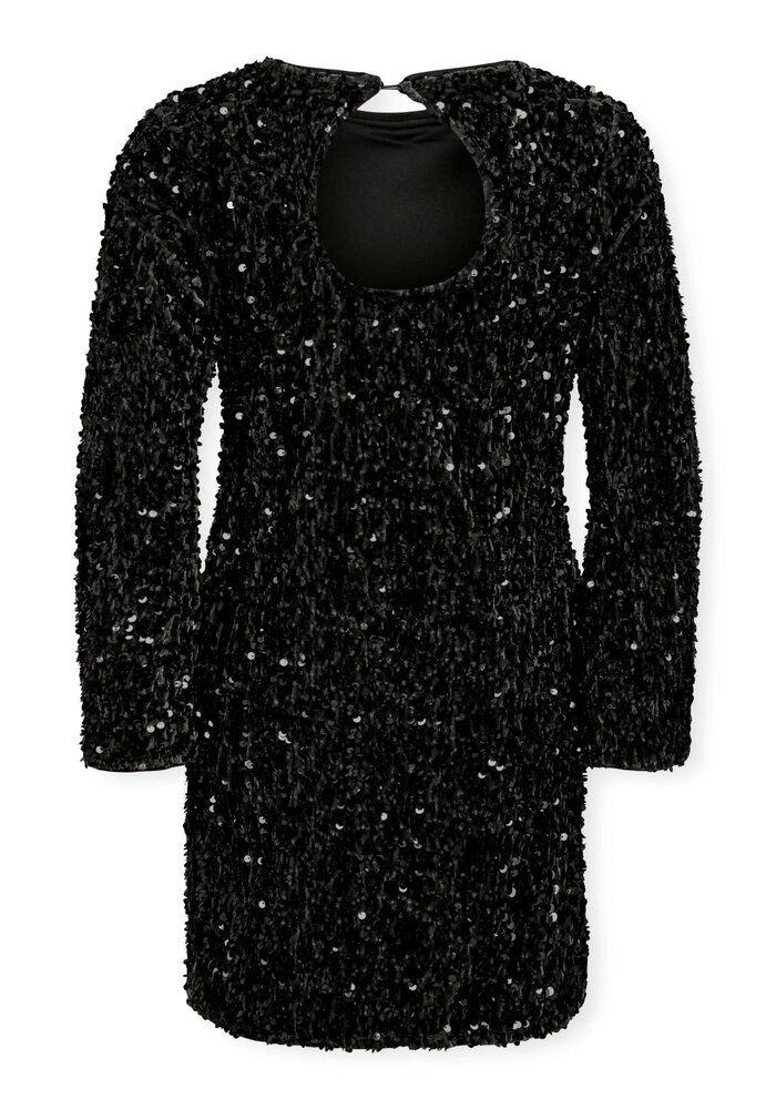 Only Kids KOGCONFIDENCE LS SEQ FLRD DRESS JRS Black