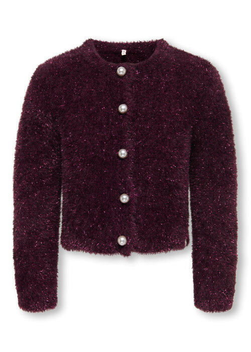 Only Kids Only Kids KMGPIUMO GLITTER LS CARDIGAN KNT Winetasting Winetasting Glitter