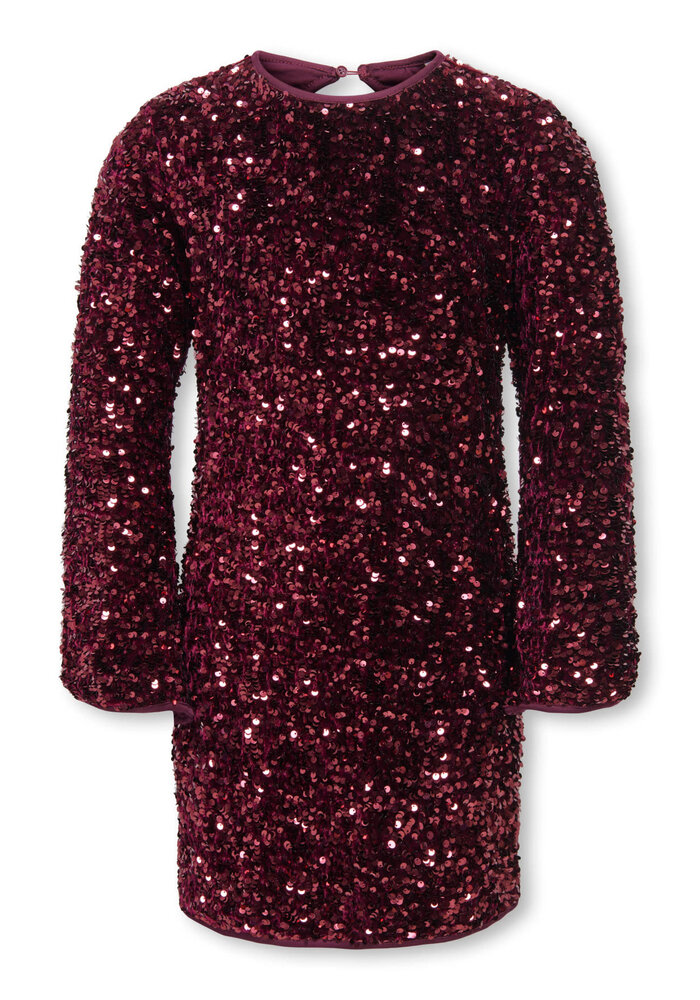 Only Kids KOGCONFIDENCE LS SEQ FLRD DRESS JRS Winetasting