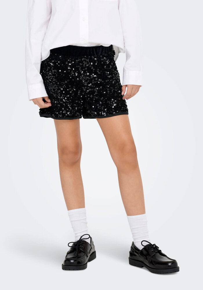 Only Kids KOGCONFIDENCE SEQUIN SHORTS JRS Black