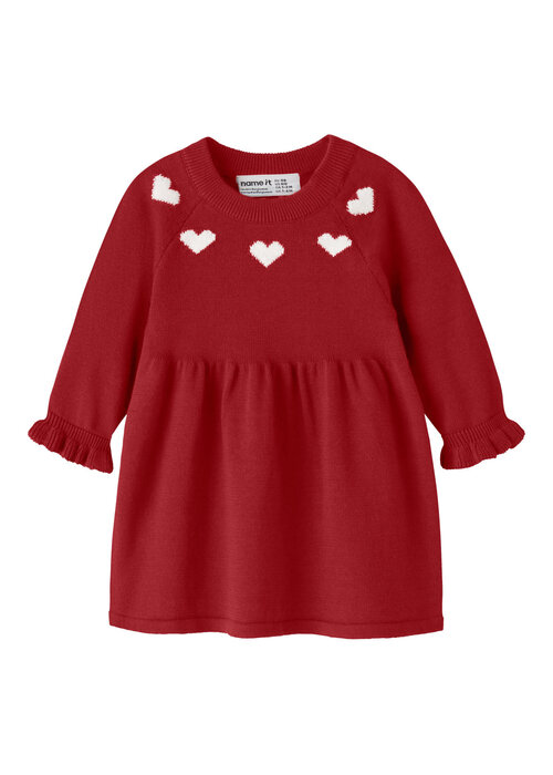 Name it Name It NMFRISSE LS KNIT DRESS Red Dahlia