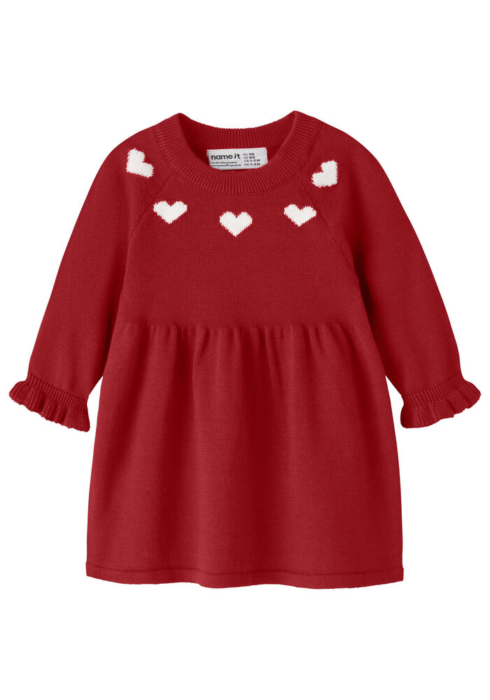 Name It NMFRISSE LS KNIT DRESS Red Dahlia