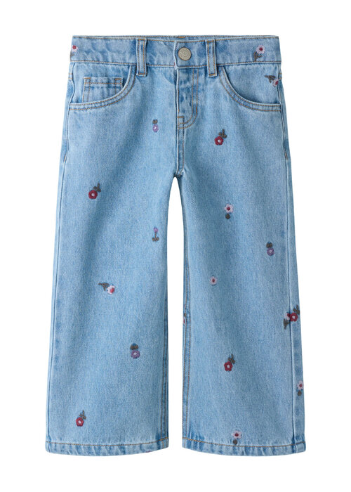 Name it Name It NMFROSE WIDE EMB JEANS 4711-ZA Medium Blue Denim FLOWER EMB