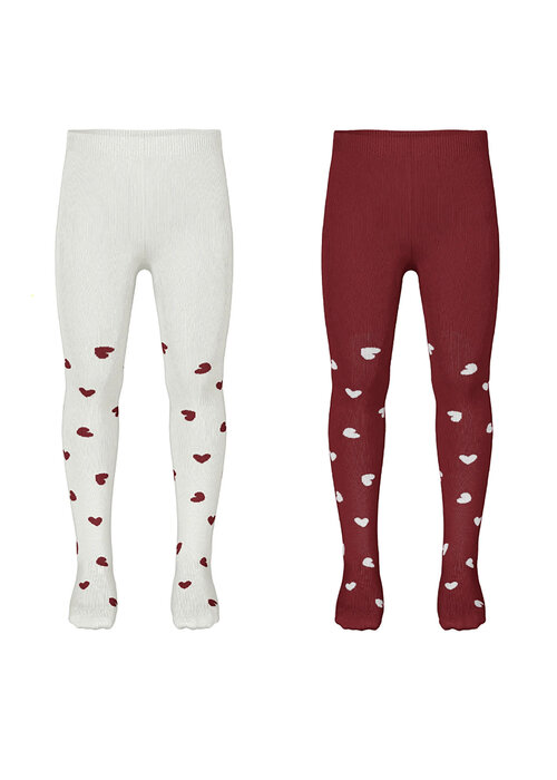 Name it Name It NMFVICHRISTMAS 2P PANTYHOSE Bright White Red Dahlia