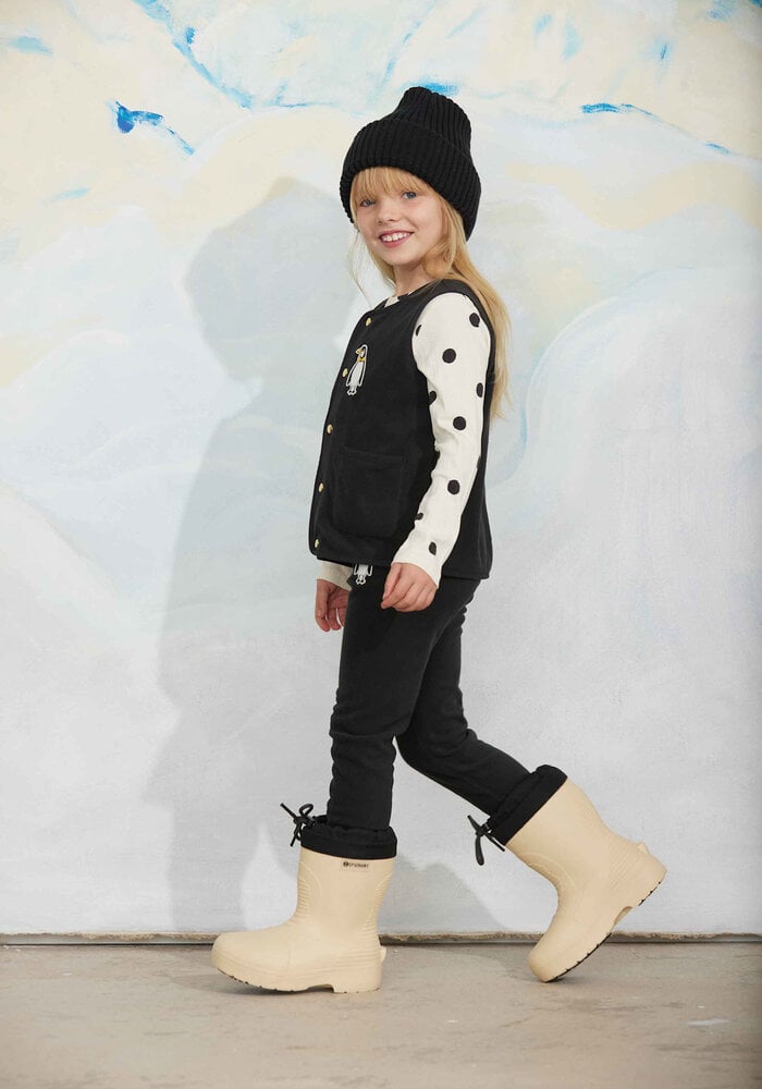Mini Rodini Penguin patch microfleece vest Black