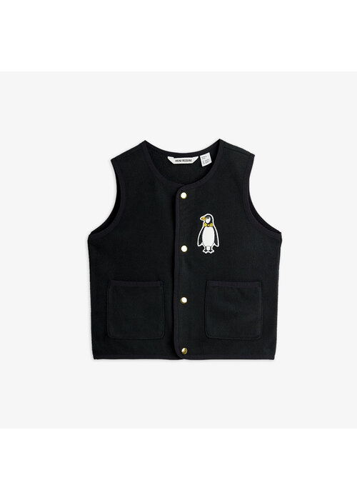 Mini Rodini Mini Rodini Penguin patch microfleece vest Black