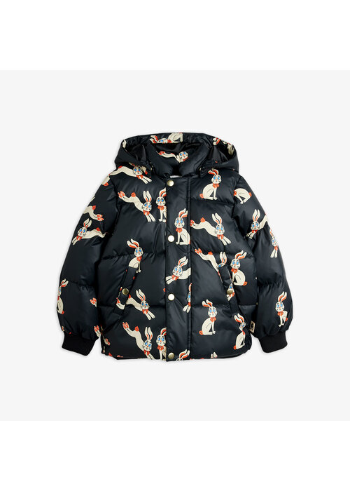 Mini Rodini Mini Rodini Rabbits aop hooded puffer Black