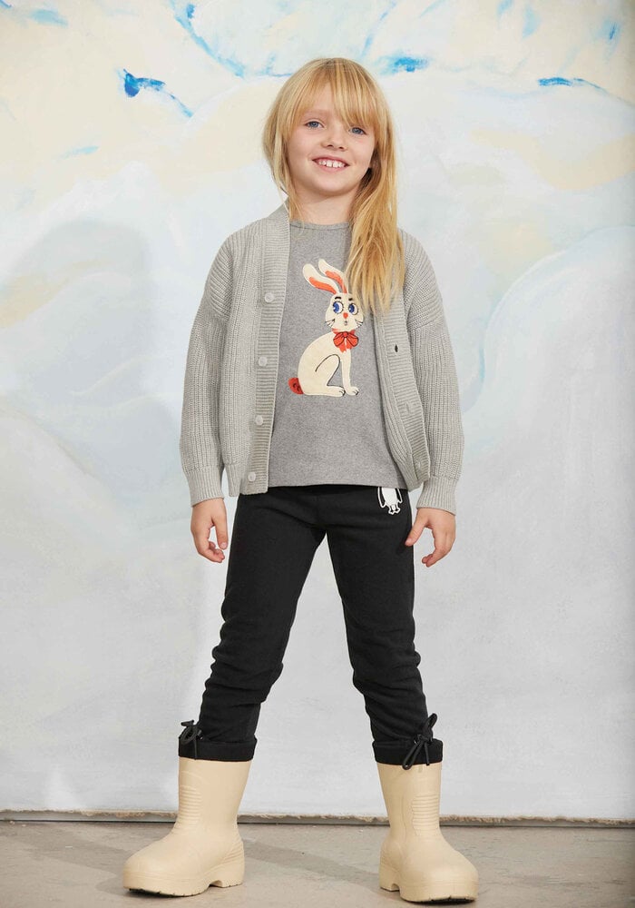 Mini Rodini Rabbit application ls top Grey Melange