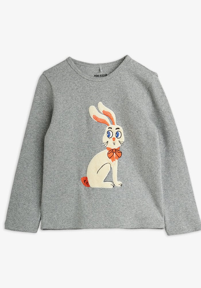 Mini Rodini Rabbit application ls top Grey Melange