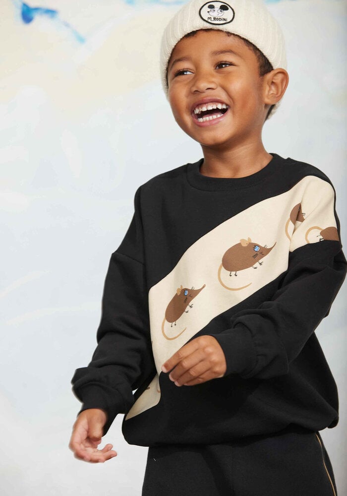 Mini Rodini Elephant shrew panel sweatshirt Black