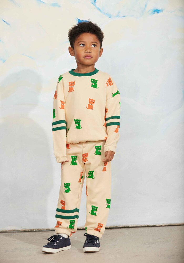Mini Rodini Kittens aop stripes sweatshirt Beige