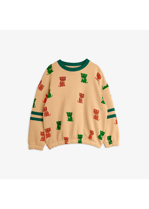 Mini Rodini Mini Rodini Kittens aop stripes sweatshirt Beige