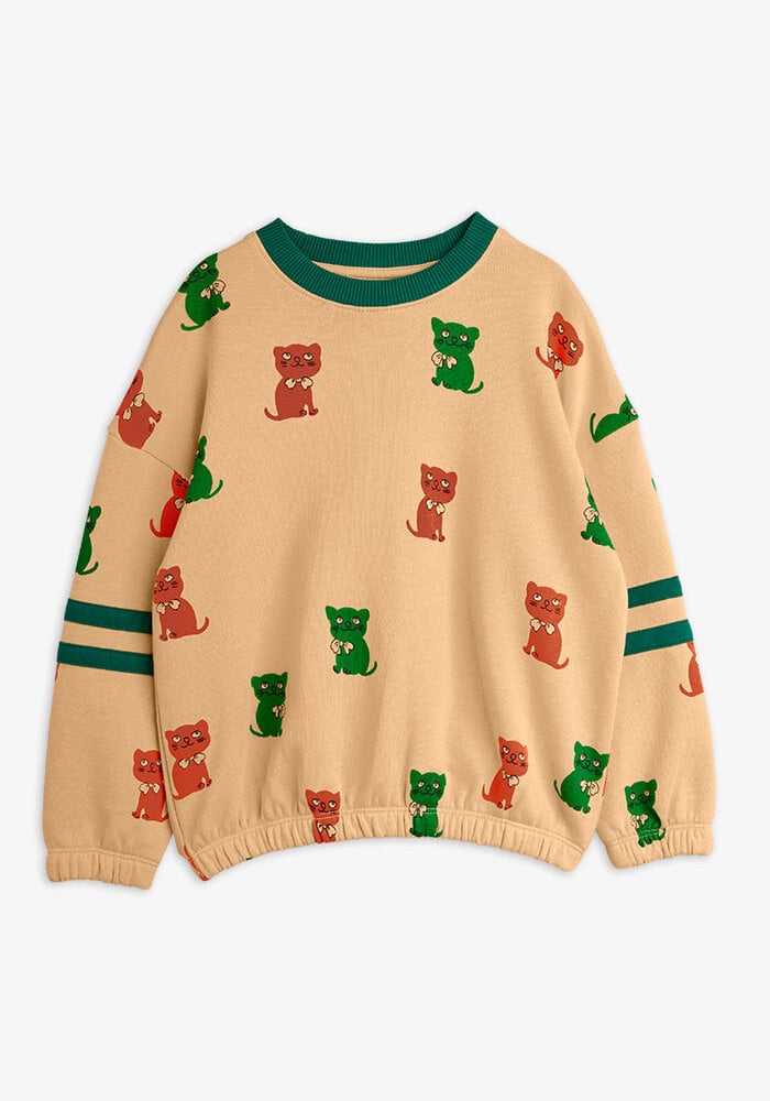 Mini Rodini Kittens aop stripes sweatshirt Beige