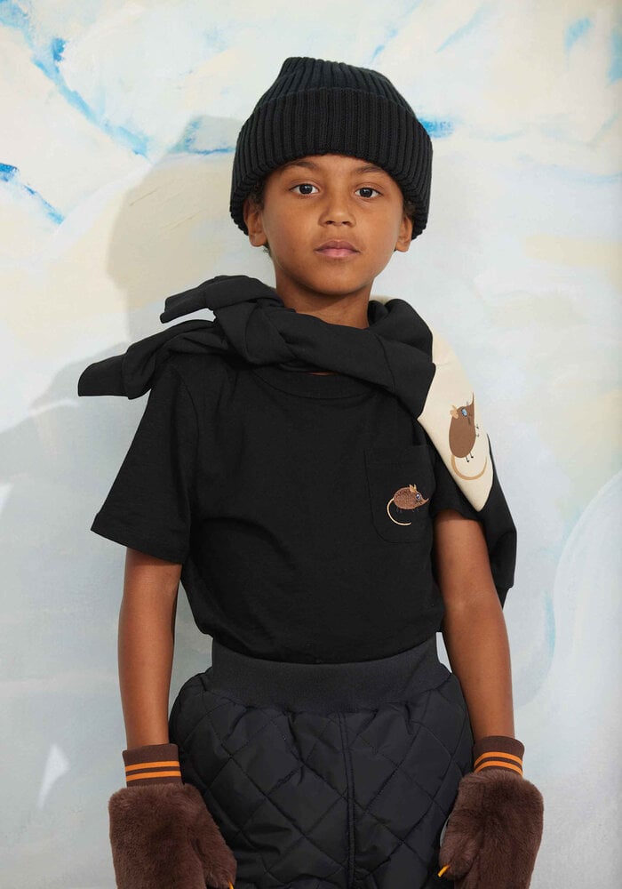 Mini Rodini Elephant shrew emb ss tee Black