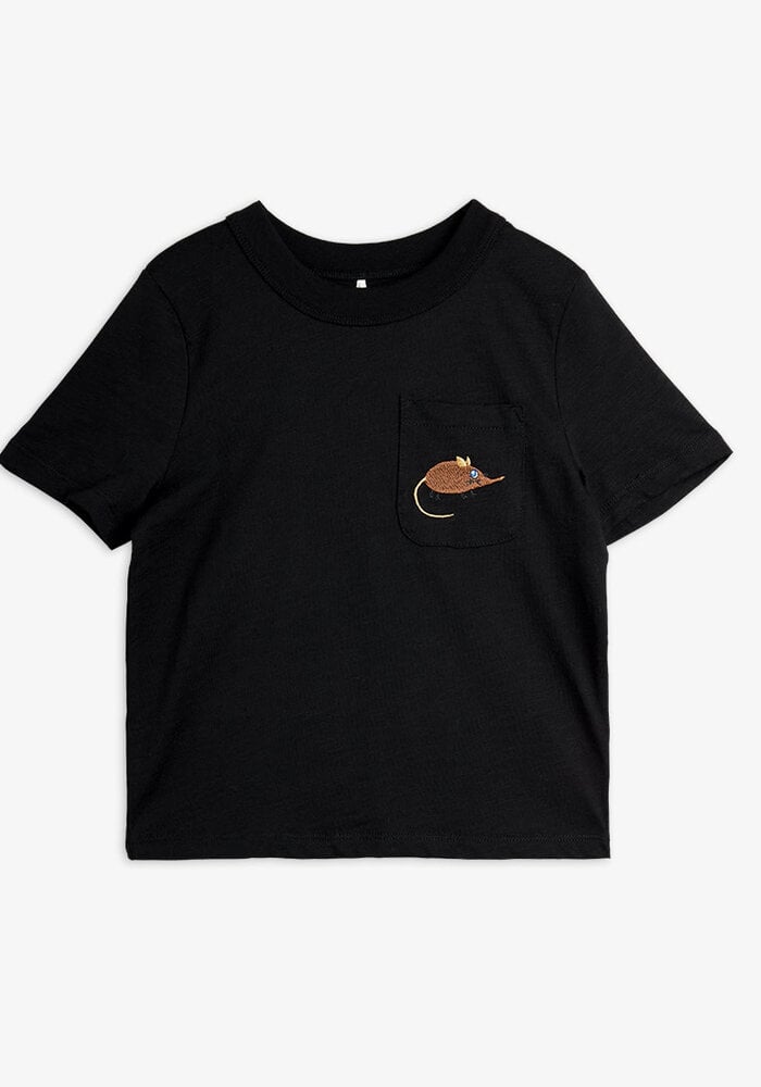 Mini Rodini Elephant shrew emb ss tee Black