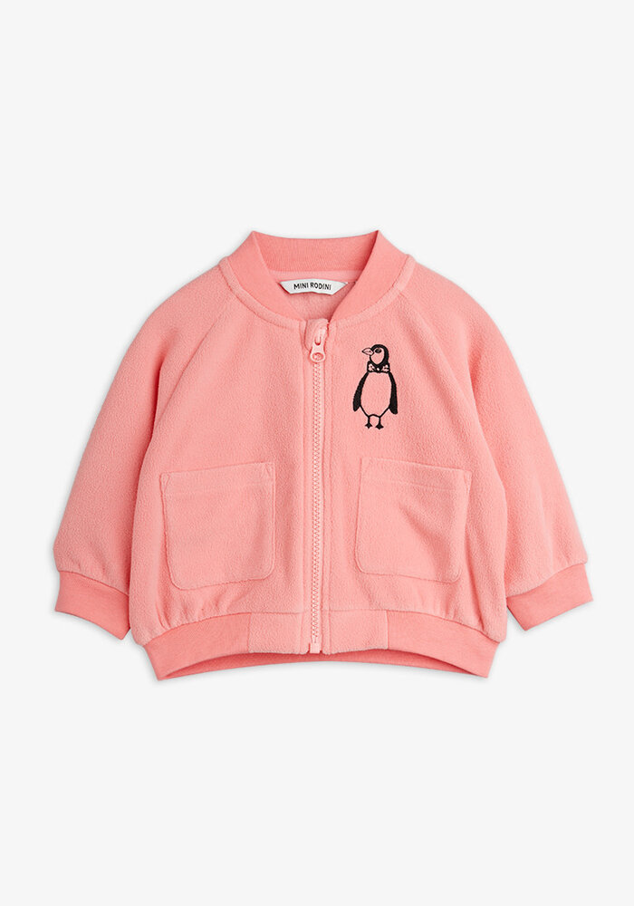 Mini Rodini Penguin emb microfleece jacket Pink