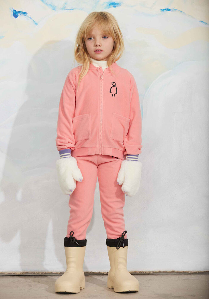 Mini Rodini Penguin emb microfleece jacket Pink
