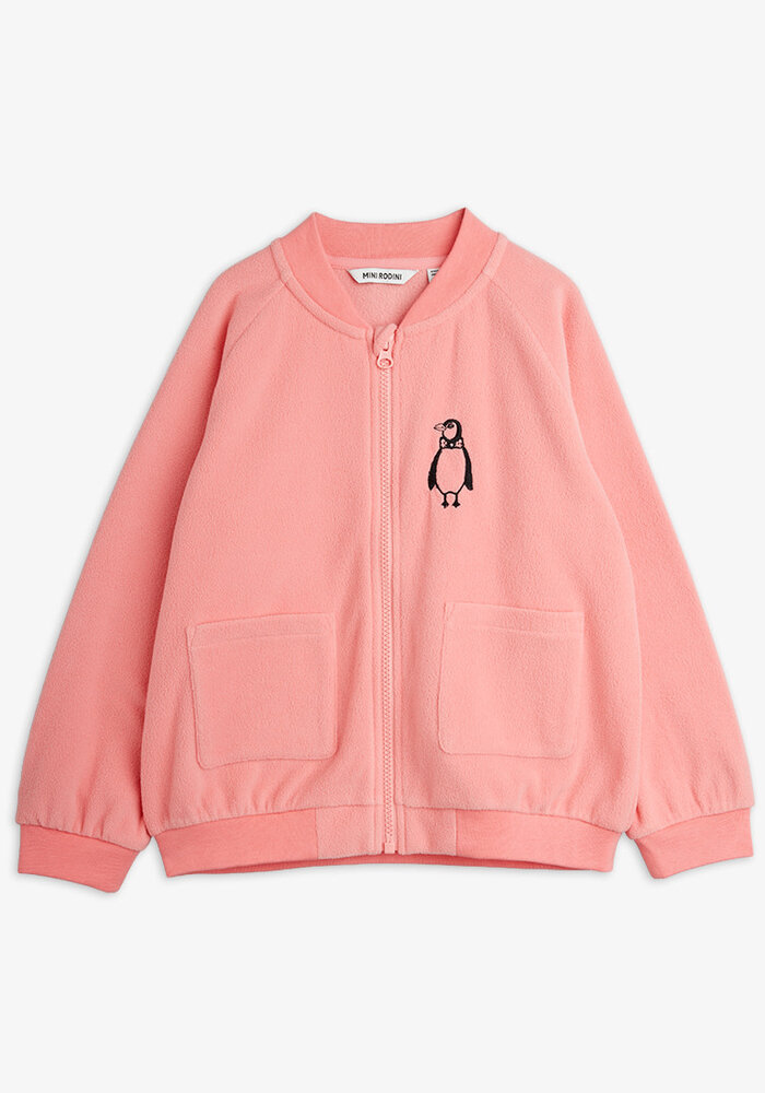 Mini Rodini Penguin emb microfleece jacket Pink