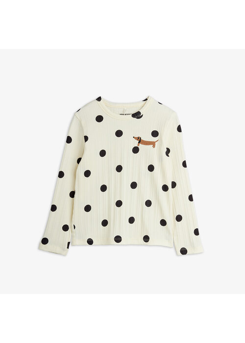 Mini Rodini Mini Rodini Dots aop dog ls tee Off-white