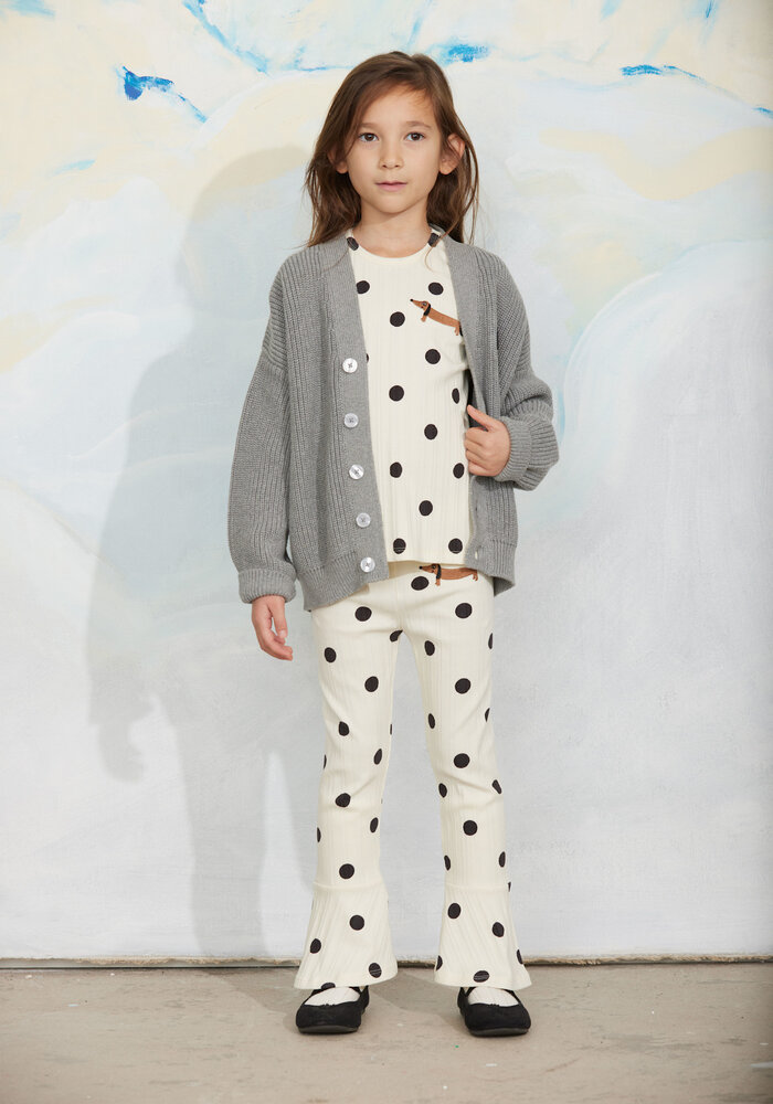 Mini Rodini Dots aop dog ls tee Off-white