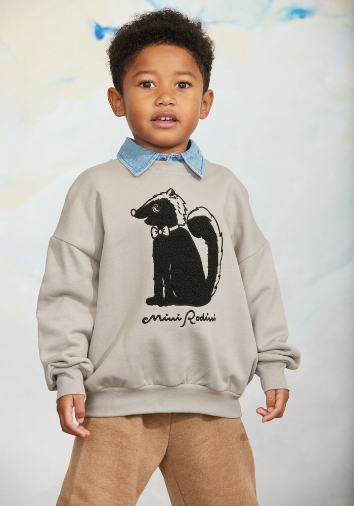 Mini Rodini Skunk chenille sweatshirt Grey