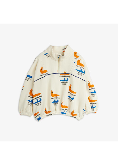 Mini Rodini Mini Rodini Velvet worms aop half zip sweatshirt Multi