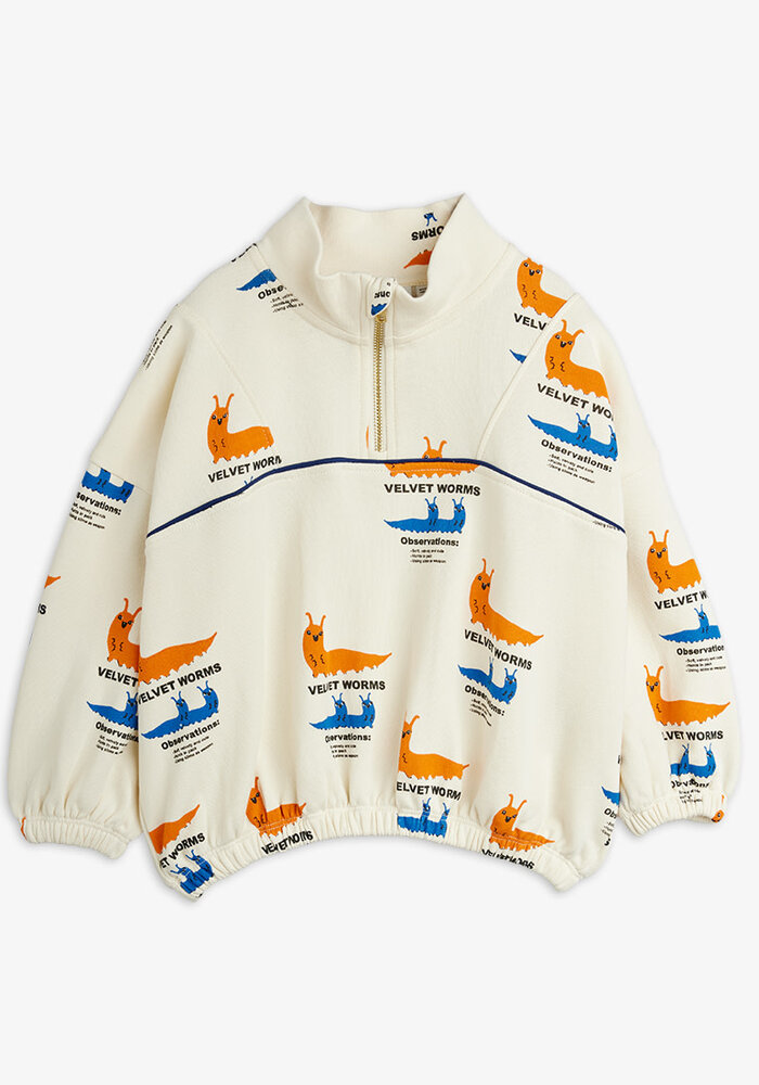 Mini Rodini Velvet worms aop half zip sweatshirt Multi