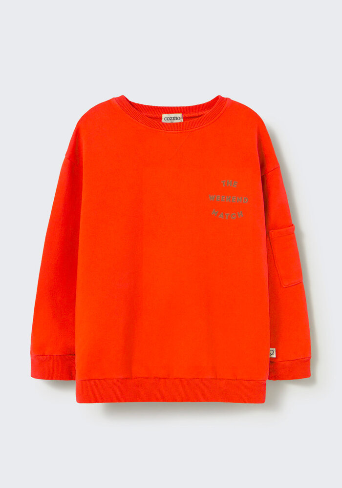 Cozmo washed brushed fleece sweatshirt match spicy orange