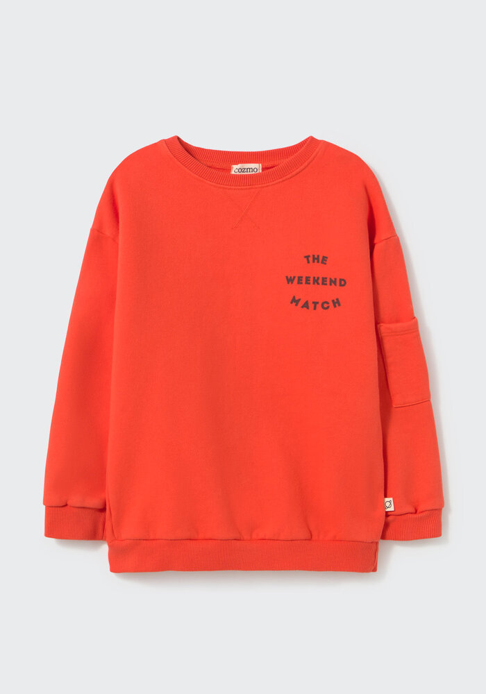 Cozmo washed brushed fleece sweatshirt match spicy orange