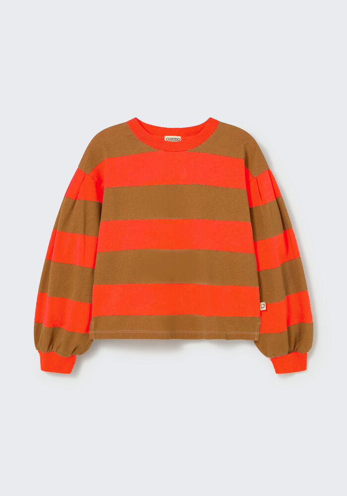 Cozmo rugby striped jersey top spicy orange